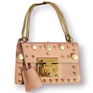 Gucci Pink Studded Leather Shoulder Bag